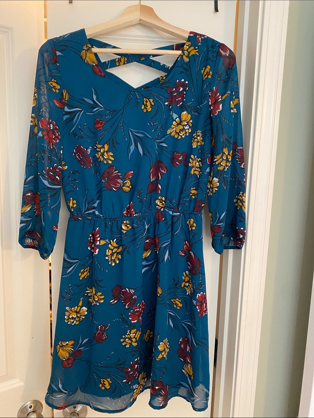 Teal Floral Long-Sleeve Dress - Maurice’s
